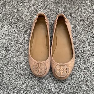 Tory Burch Pink Powder Suede Reva Flats *RARE